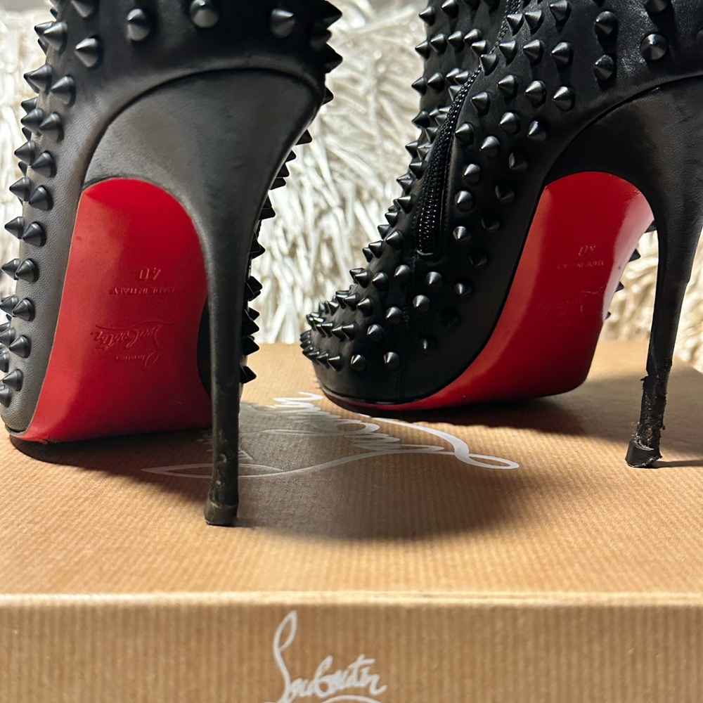 Christian Louboutin Black and Red Spiked Heels